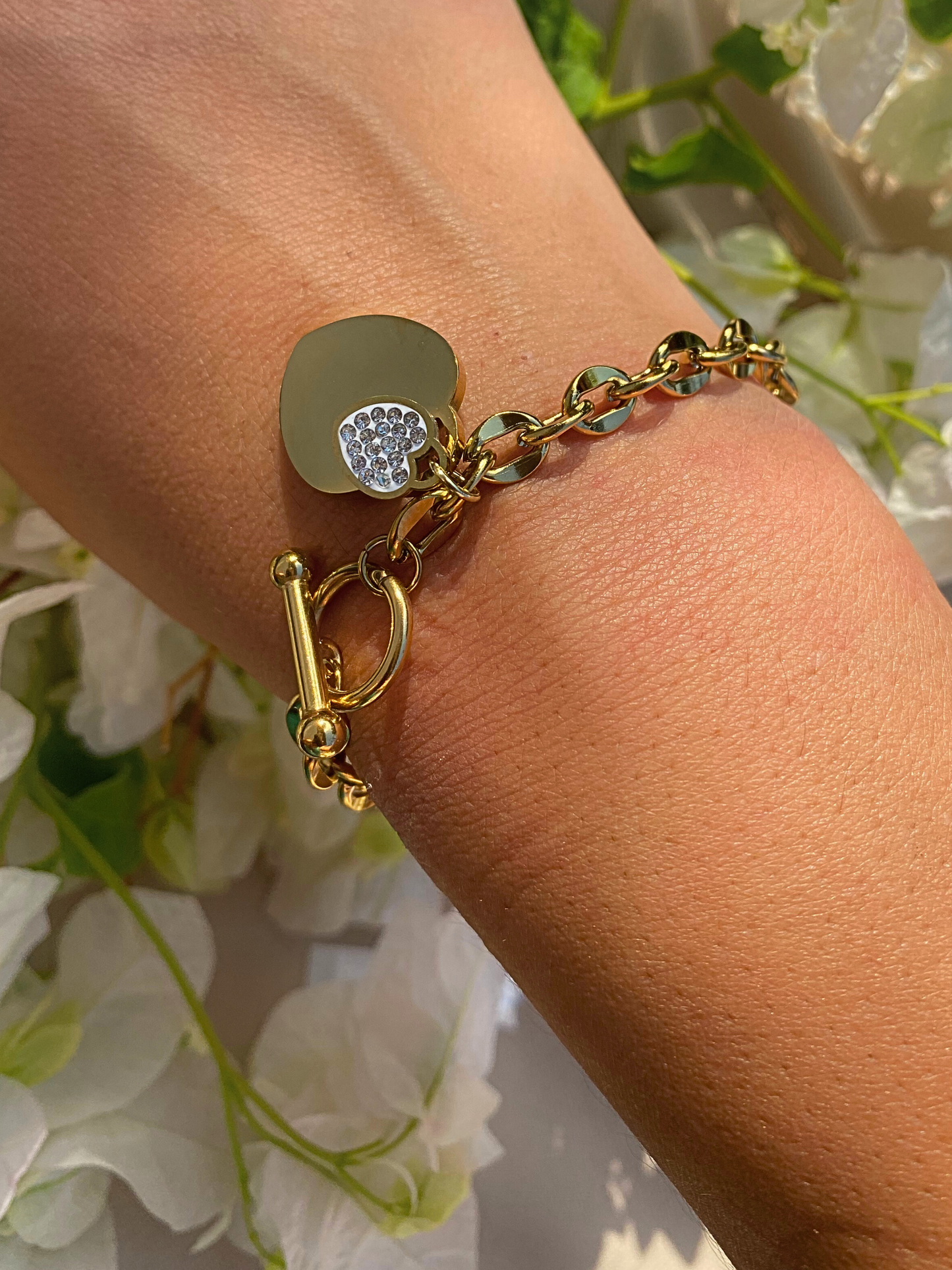 Βραχιόλι αλυσίδα με charms καρδιά