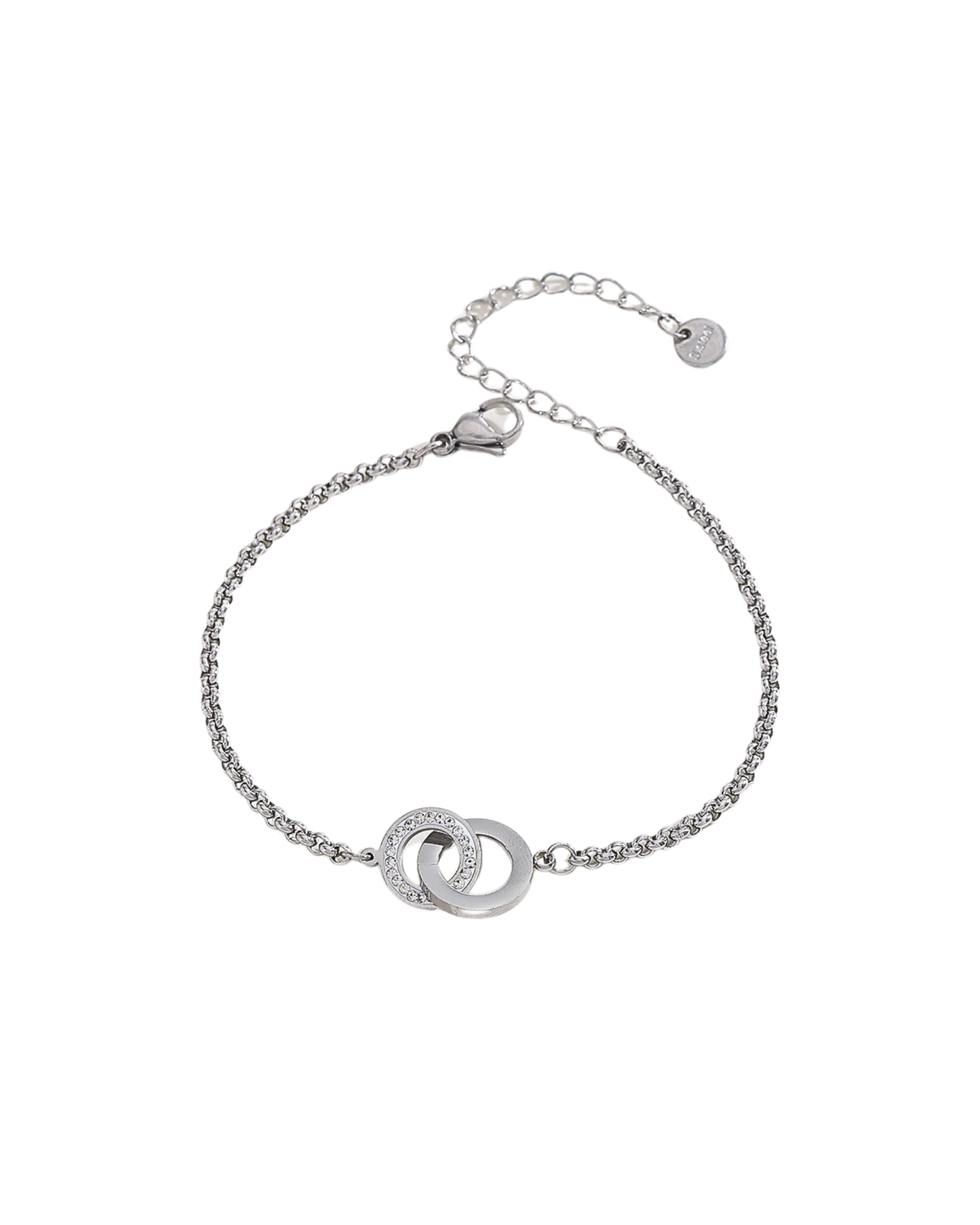 Βραχιόλι με αλυσίδα και διπλό κρίκο με στρας