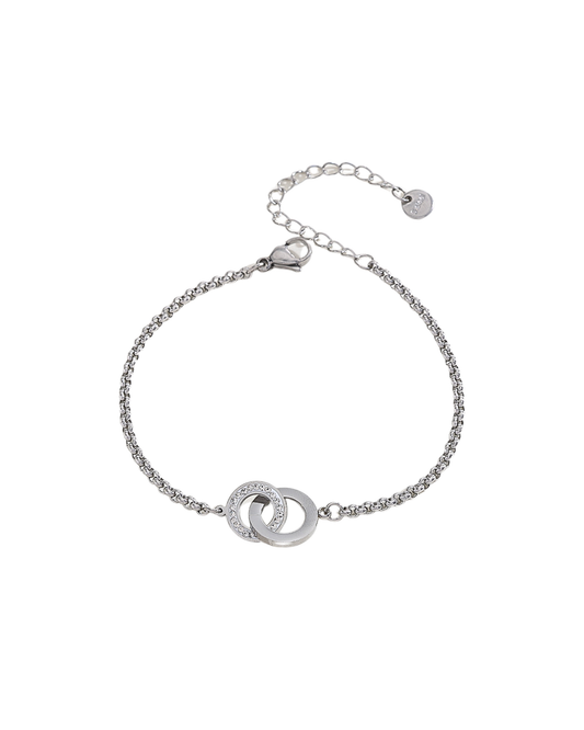 Βραχιόλι με αλυσίδα και διπλό κρίκο με στρας