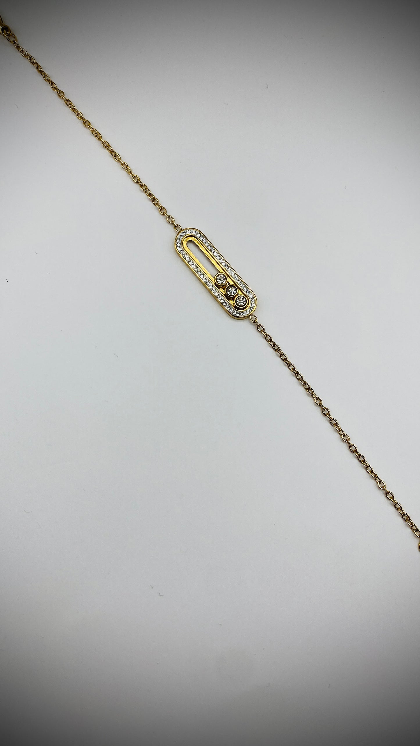 Βραχιόλι αλυσίδα με μπάρα(flat) από στρας, χρυσό χρώμα