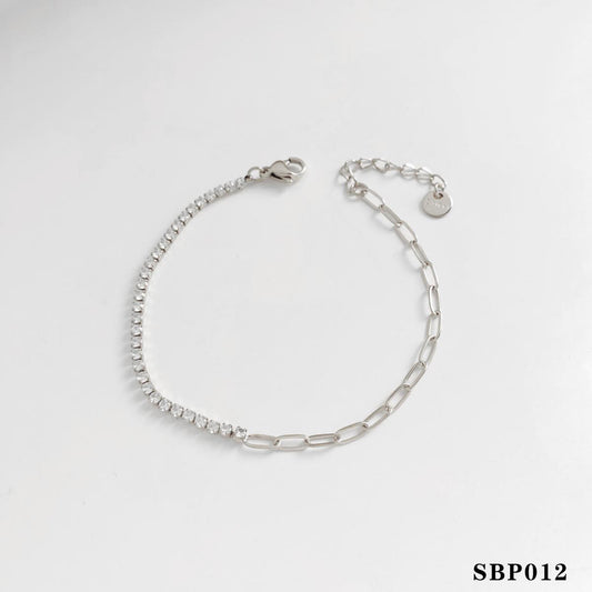 Βραχιόλι μισό αλυσίδα μισό στρας