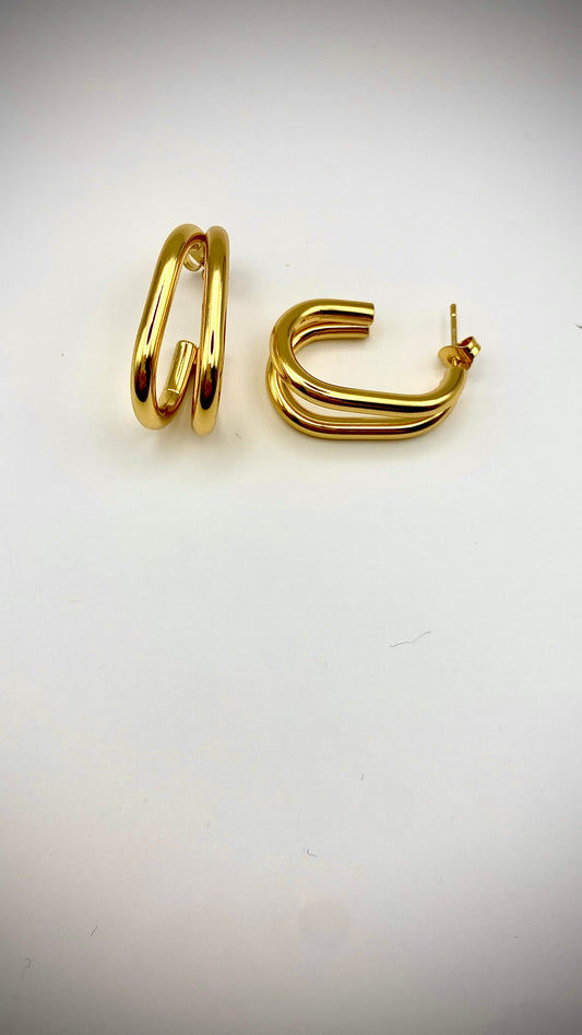 Σκουλαρίκια διπλα μακρόστενα κρίκακια