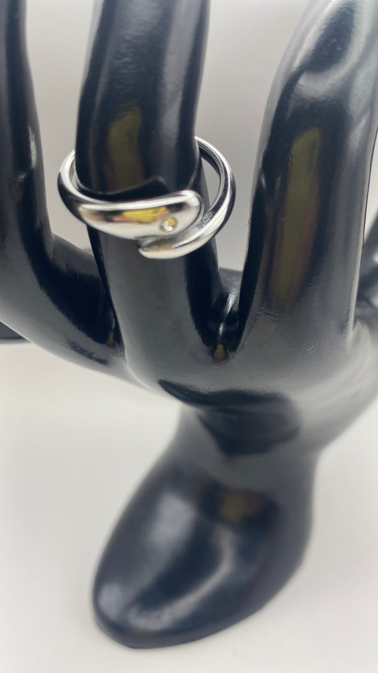 Δαχτυλίδι με στρασάκι ασημένιο (προσαρμόσιμο μέγεθος) από ατσάλι