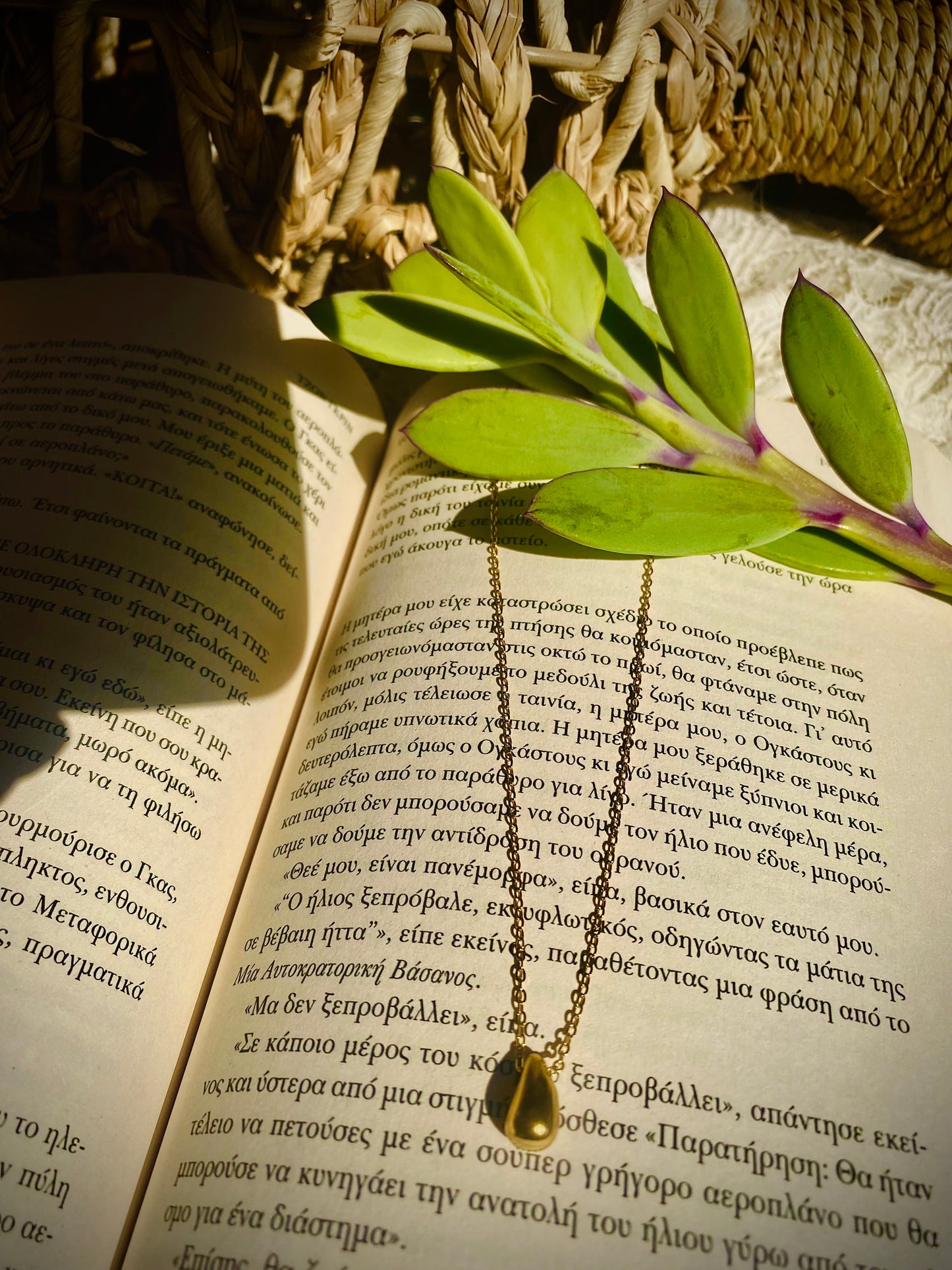 Κολιέ χρυσό σταγόνα ατσάλι